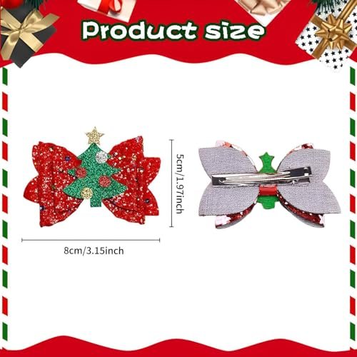 4 Pcs Christmas Hair Clips - Cute Reindeer & Tree Glitter Sequins Barrettes for Women Girls Kids Holiday Party - görsel 14