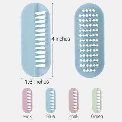 4-Pack Two-Sided Nail Brush for Cleaning Fingernails – Soft & Stiff Bristles Hand Scrubber for Men, Women, Kids