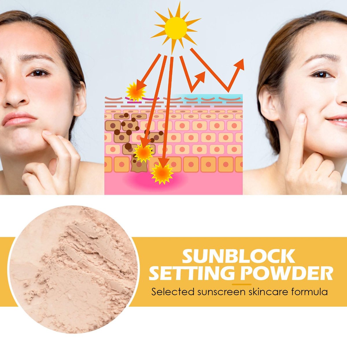 Dulele Sunscreen Setting Powder 2-Pack: SPF 50 Mineral Matte Finish Loose Face Powder, Translucent Oil Control, Minimizes Fine Lines & Pores Avelisse