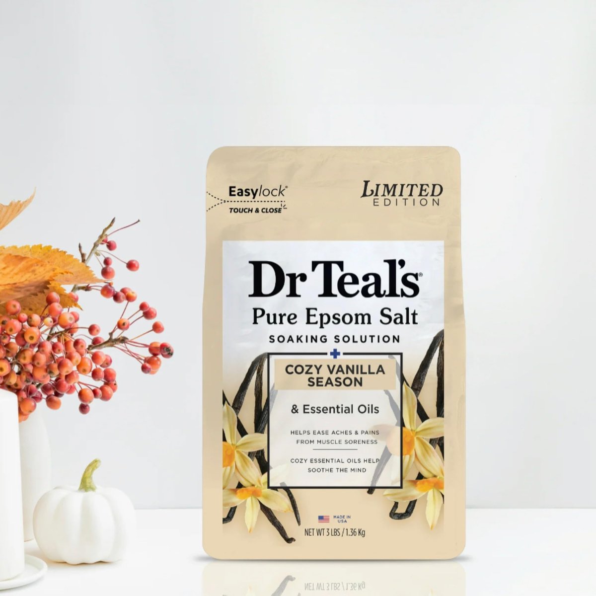 Dr Teal's Cozy Vanilla Season Comfort Pure Epsom Salt Soak and Foaming Bath Duo Pack Avelisse