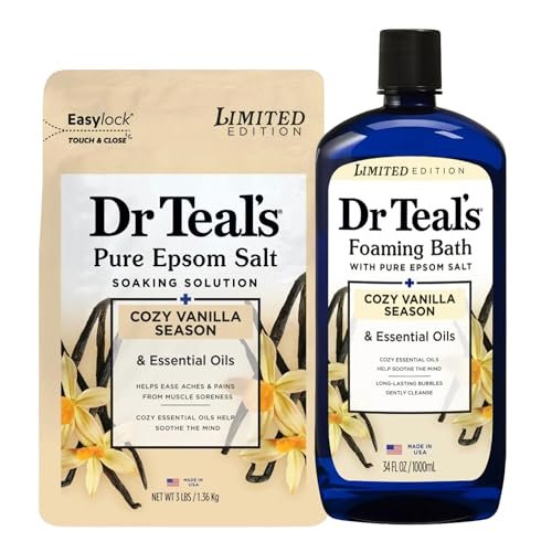 Dr Teal's Cozy Vanilla Season Comfort Pure Epsom Salt Soak and Foaming Bath Duo Pack Avelisse