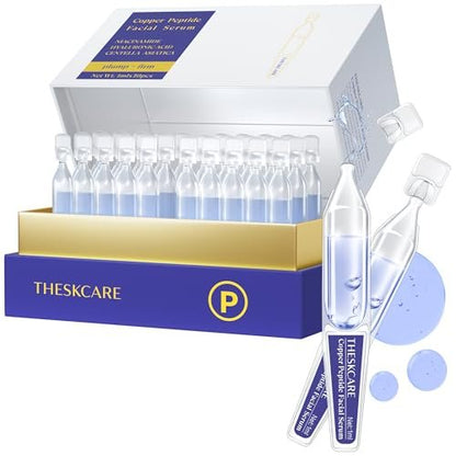 THESKCARE Copper Peptide Serum Ampoule with Niacinamide & Hyaluronic Acid – Hydrating, Anti-Wrinkle, Plumping Face Serum (30 Ampoules, 1.01 Fl Oz) Avelisse