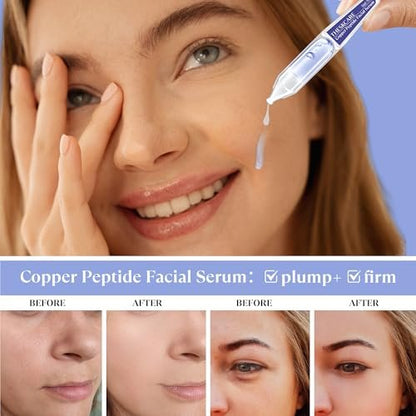 THESKCARE Copper Peptide Serum Ampoule with Niacinamide & Hyaluronic Acid – Hydrating, Anti-Wrinkle, Plumping Face Serum (30 Ampoules, 1.01 Fl Oz) Avelisse