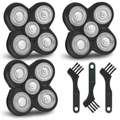 3 PCS Blades Refills for Freebird Head Shaver - 5-Blade Replacement Heads for Bald Men Freedom Grooming + 3 Cleaning Brushes Avelisse