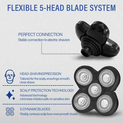 3 PCS Blades Refills for Freebird Head Shaver - 5-Blade Replacement Heads for Bald Men Freedom Grooming + 3 Cleaning Brushes Avelisse
