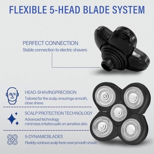 3 PCS Blades Refills for Freebird Head Shaver - 5-Blade Replacement Heads for Bald Men Freedom Grooming + 3 Cleaning Brushes Avelisse