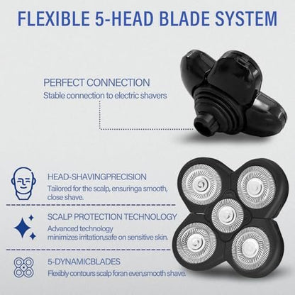 3 PCS Blades Refills for Freebird Head Shaver - 5-Blade Replacement Heads for Bald Men Freedom Grooming + 3 Cleaning Brushes Avelisse