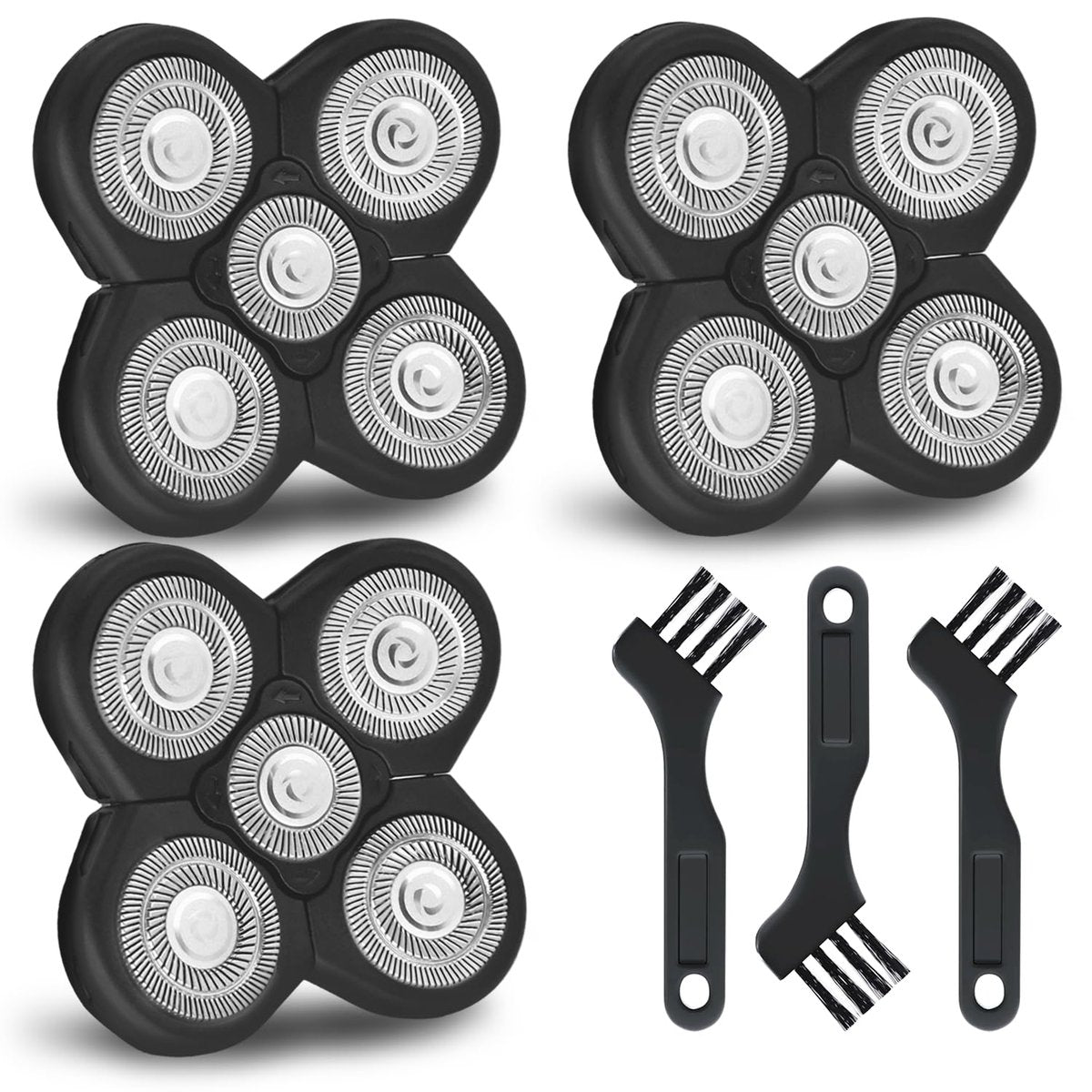 3 PCS Blades Refills for Freebird Head Shaver - 5-Blade Replacement Heads for Bald Men Freedom Grooming + 3 Cleaning Brushes Avelisse