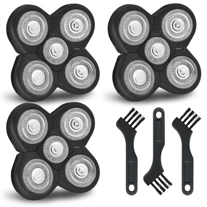 3 PCS Blades Refills for Freebird Head Shaver - 5-Blade Replacement Heads for Bald Men Freedom Grooming + 3 Cleaning Brushes Avelisse