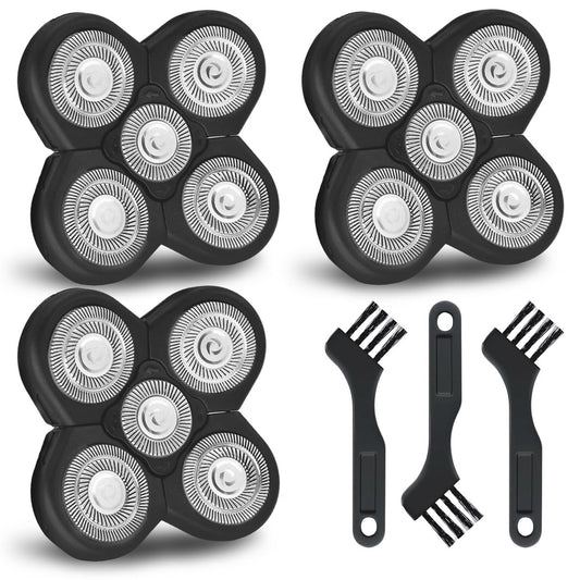 3 PCS Blades Refills for Freebird Head Shaver - 5-Blade Replacement Heads for Bald Men Freedom Grooming + 3 Cleaning Brushes Avelisse
