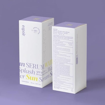 Espoir Water Splash Sun Serum SPF50+ PA+++ - 3,000ppm Caffeine, Hydrating Sunscreen for Face, Vegan, 1.69 Fl Oz Avelisse
