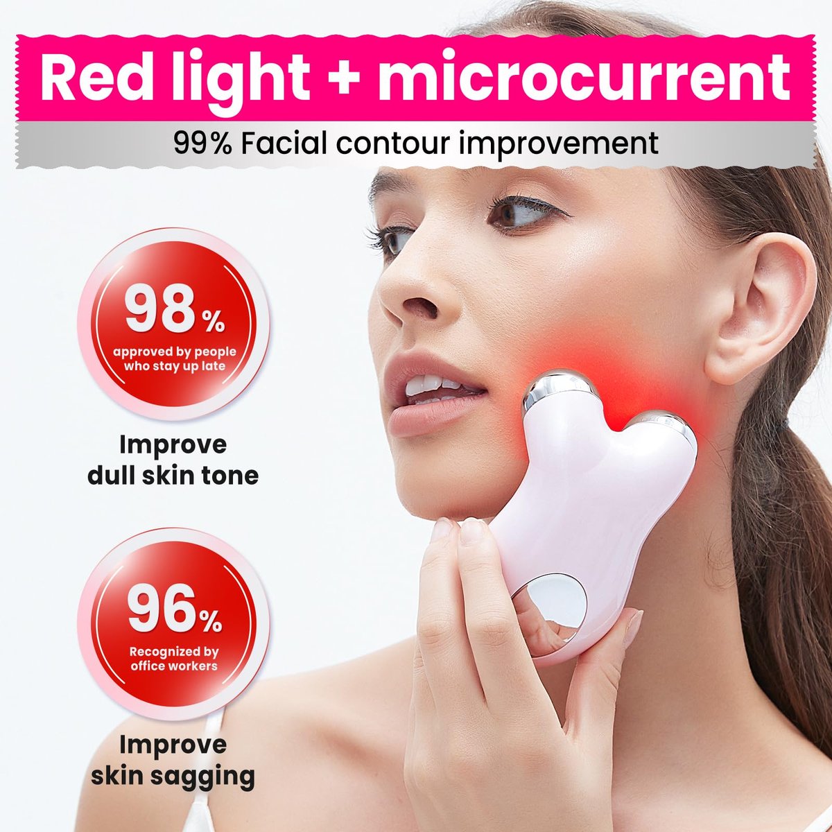 Hunvva Microcurrent Facial Device with Red Light Therapy – Lift, Tighten, and Smooth Wrinkles at Home Avelisse