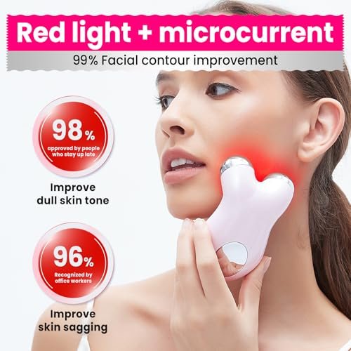 Hunvva Microcurrent Facial Device with Red Light Therapy – Lift, Tighten, and Smooth Wrinkles at Home Avelisse