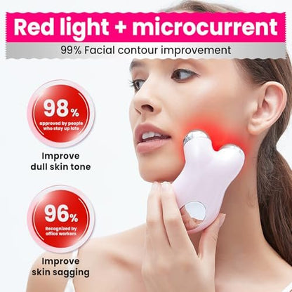 Hunvva Microcurrent Facial Device with Red Light Therapy – Lift, Tighten, and Smooth Wrinkles at Home Avelisse