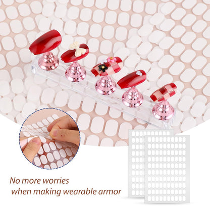 Trinkrittey 1200 Pcs False Tip Double Sided Adhesive Tapes for Nail Art Display - Pre-cut Strips for Nail Art Holder and Display Book