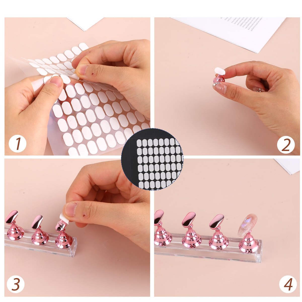 Trinkrittey 1200 Pcs False Tip Double Sided Adhesive Tapes for Nail Art Display - Pre-cut Strips for Nail Art Holder and Display Book - görsel 13