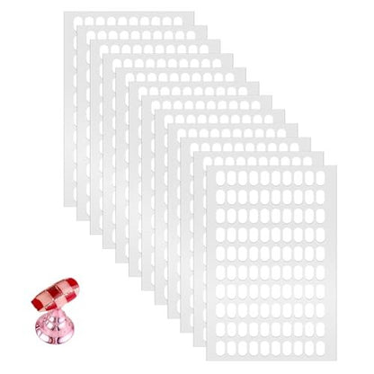 Trinkrittey 1200 Pcs False Tip Double Sided Adhesive Tapes for Nail Art Display - Pre-cut Strips for Nail Art Holder and Display Book