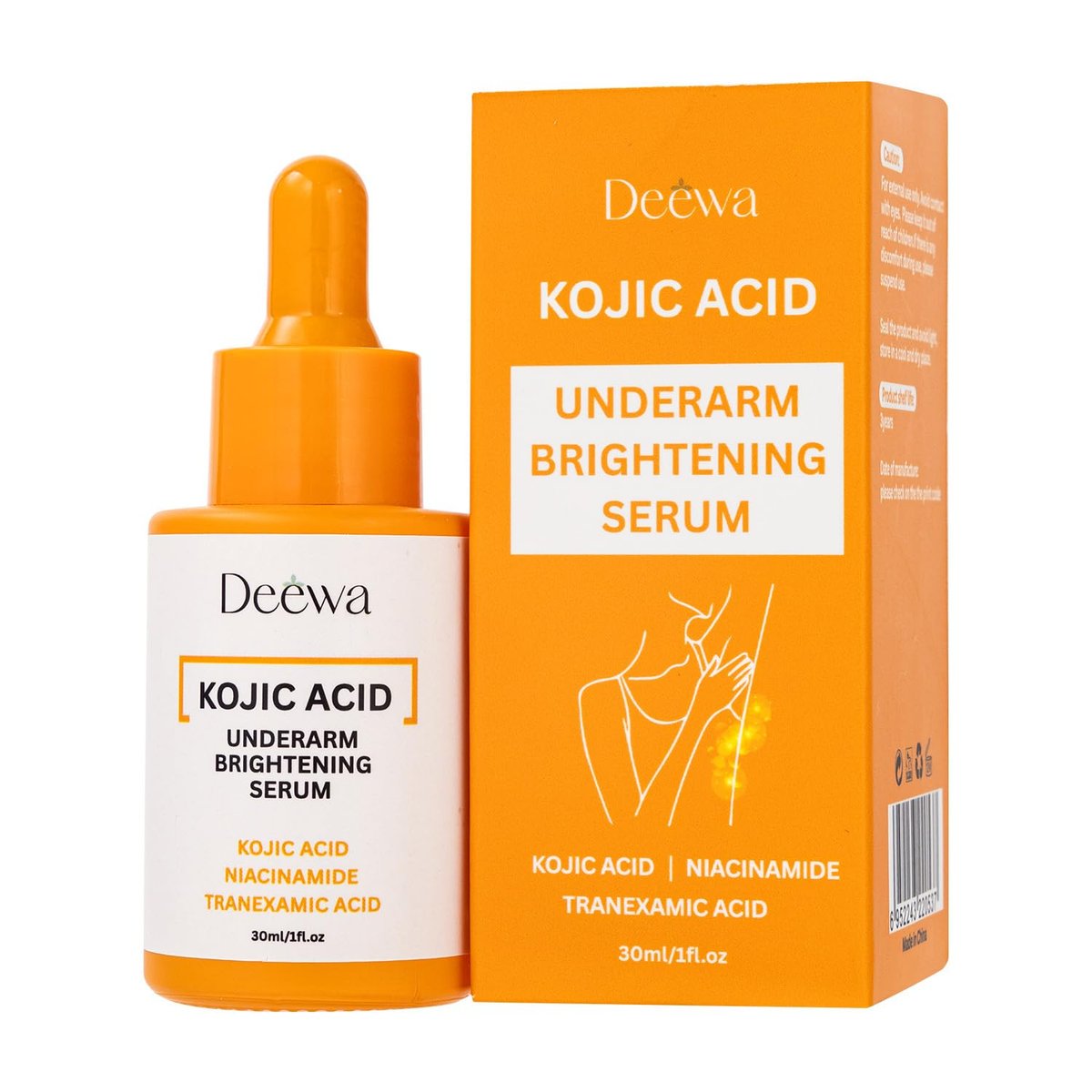Kojic Underarm Brightening Serum with Niacinamide for Dark Spots, Elbows, Knees, Private Areas - Paraben-Free, Vegan, 1 Fl Oz Avelisse