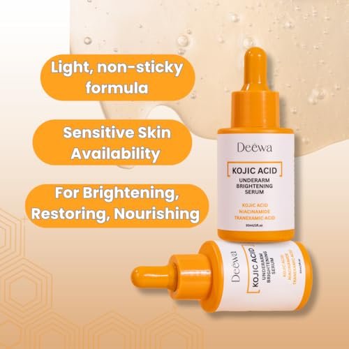 Kojic Underarm Brightening Serum with Niacinamide for Dark Spots, Elbows, Knees, Private Areas - Paraben-Free, Vegan, 1 Fl Oz Avelisse