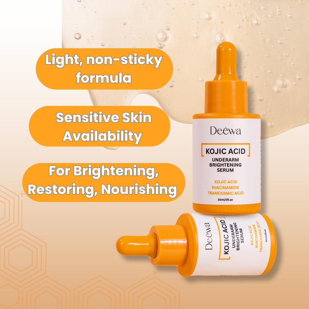 Kojic Underarm Brightening Serum with Niacinamide for Dark Spots, Elbows, Knees, Private Areas - Paraben-Free, Vegan, 1 Fl Oz Avelisse
