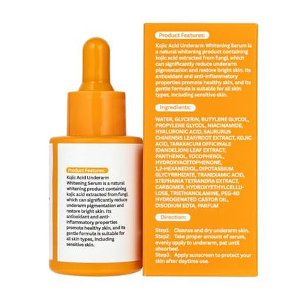 Kojic Underarm Brightening Serum with Niacinamide for Dark Spots, Elbows, Knees, Private Areas - Paraben-Free, Vegan, 1 Fl Oz Avelisse