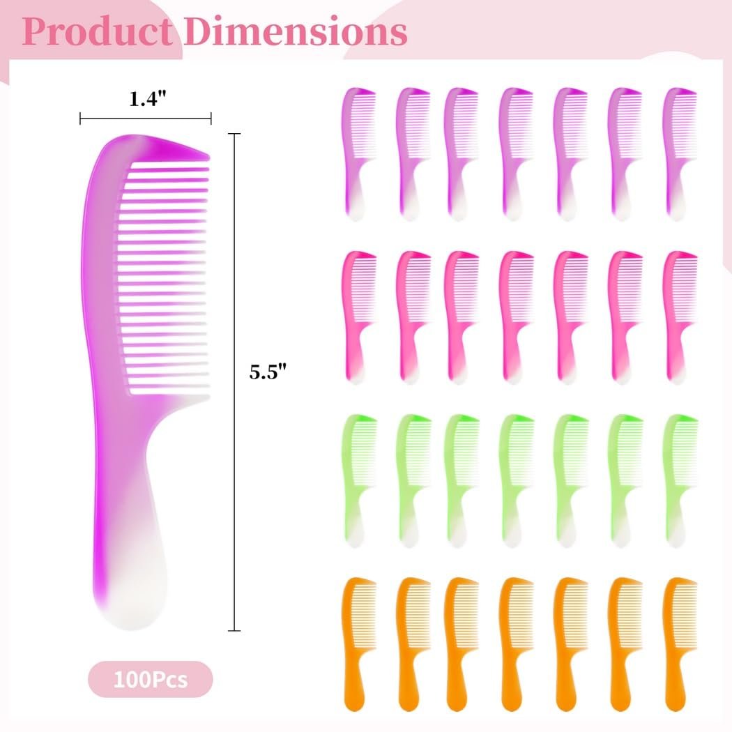 100 Colorful Disposable Hair Combs – Bulk Set, Individually Wrapped for Kids, Women, Men, Hotels, Shelters & Nursing Homes - görsel 9