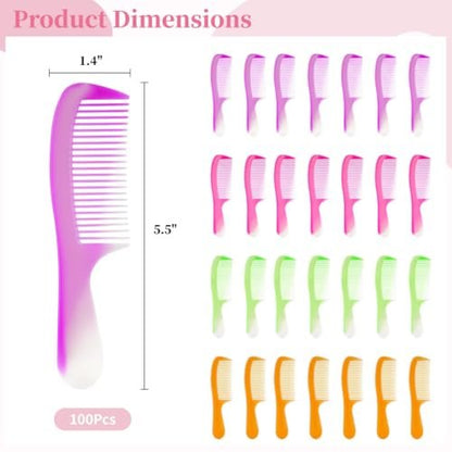 100 Colorful Disposable Hair Combs – Bulk Set, Individually Wrapped for Kids, Women, Men, Hotels, Shelters & Nursing Homes