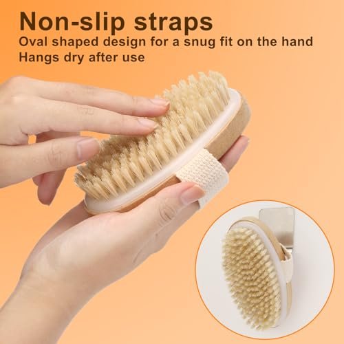 2Pcs Natural Bristle Exfoliating Brush Set for Lymphatic Drainage & Smooth Skin | Wet & Dry Body Scrubber - görsel 10