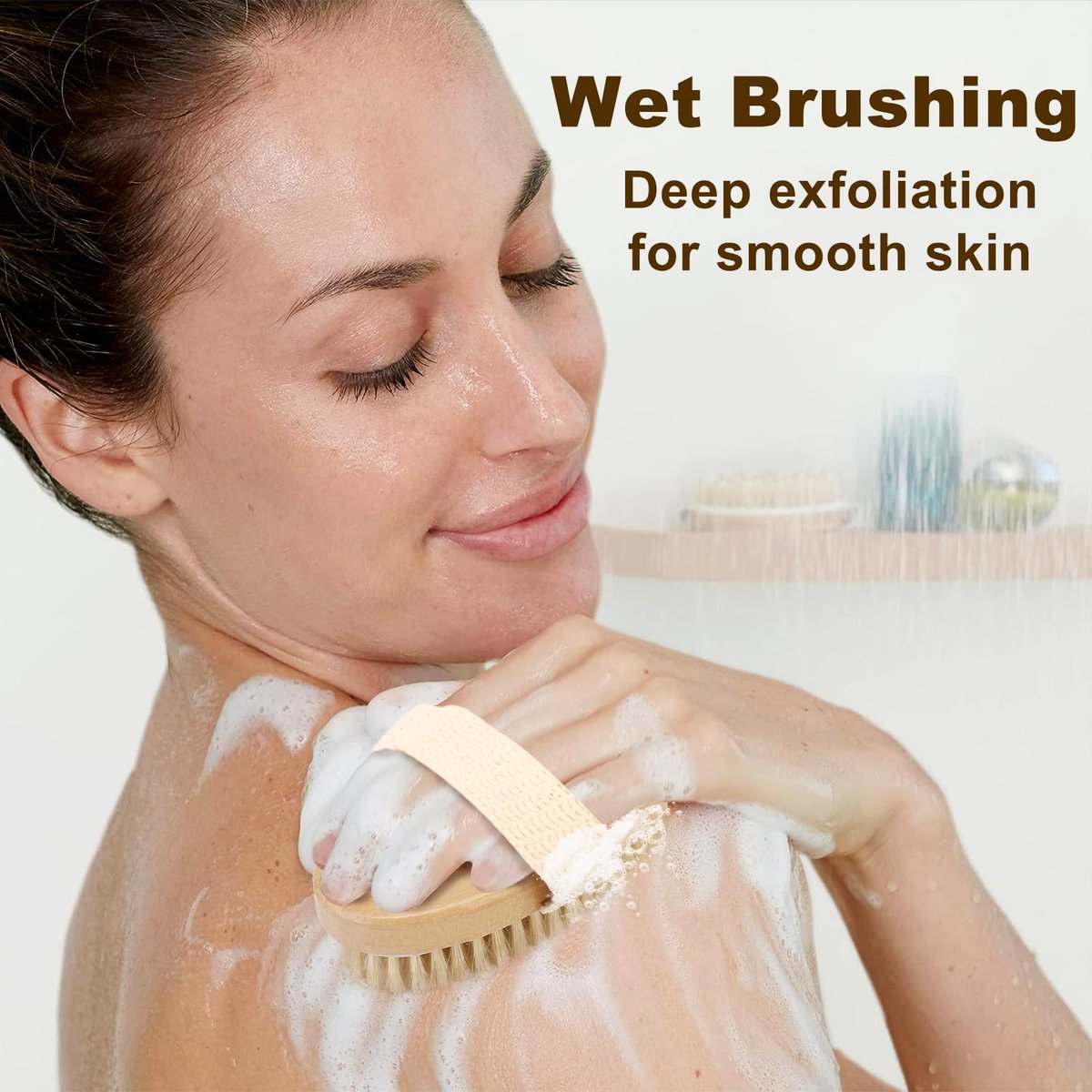 2Pcs Natural Bristle Exfoliating Brush Set for Lymphatic Drainage & Smooth Skin | Wet & Dry Body Scrubber - görsel 7