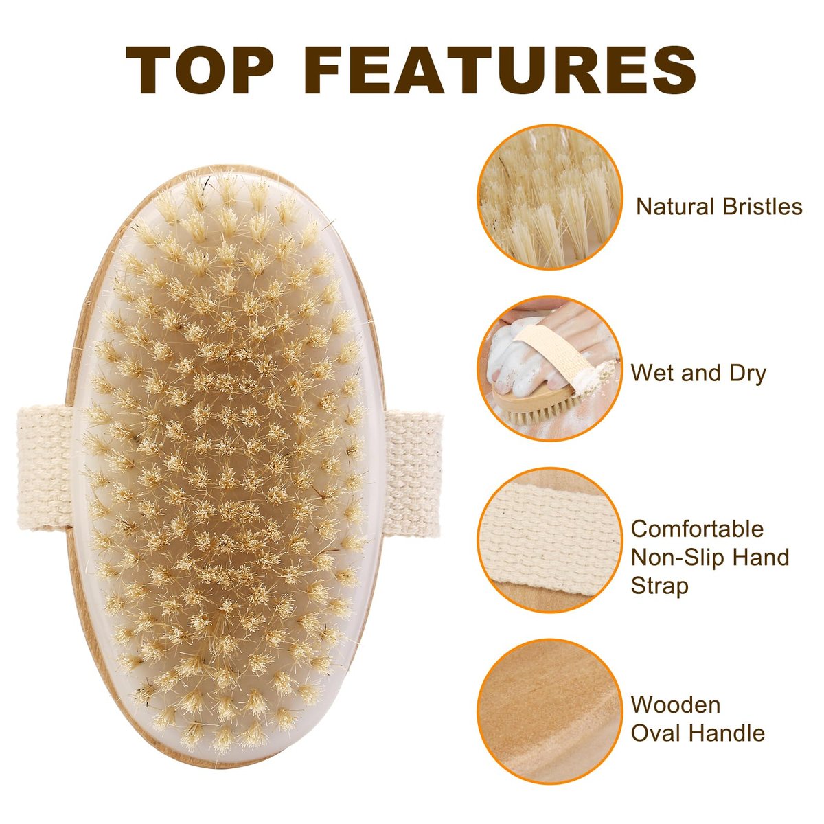 2Pcs Natural Bristle Exfoliating Brush Set for Lymphatic Drainage & Smooth Skin | Wet & Dry Body Scrubber - görsel 3