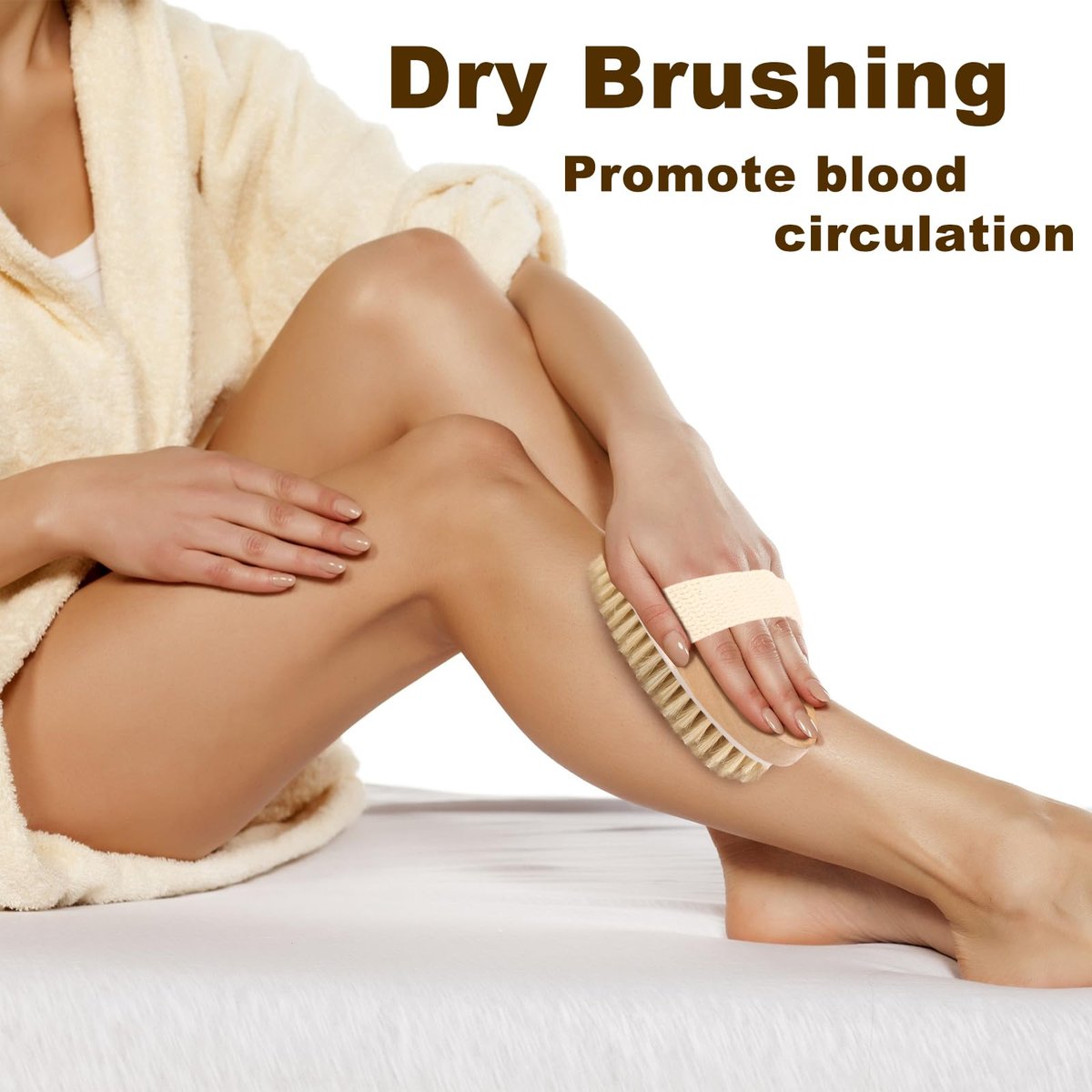 2Pcs Natural Bristle Exfoliating Brush Set for Lymphatic Drainage & Smooth Skin | Wet & Dry Body Scrubber - görsel 5