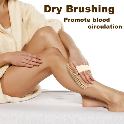 2Pcs Natural Bristle Exfoliating Brush Set for Lymphatic Drainage & Smooth Skin | Wet & Dry Body Scrubber