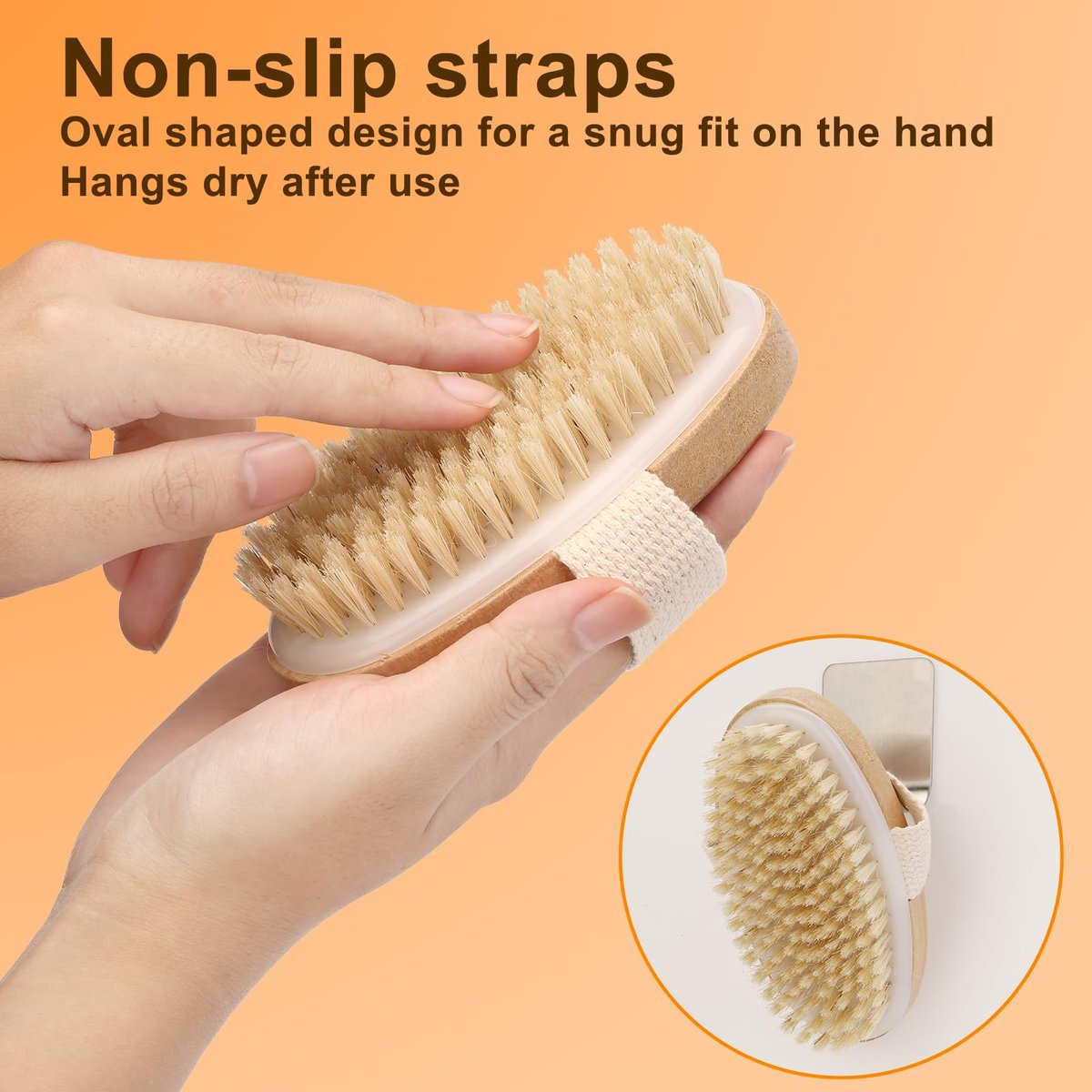 2Pcs Natural Bristle Exfoliating Brush Set for Lymphatic Drainage & Smooth Skin | Wet & Dry Body Scrubber - görsel 9