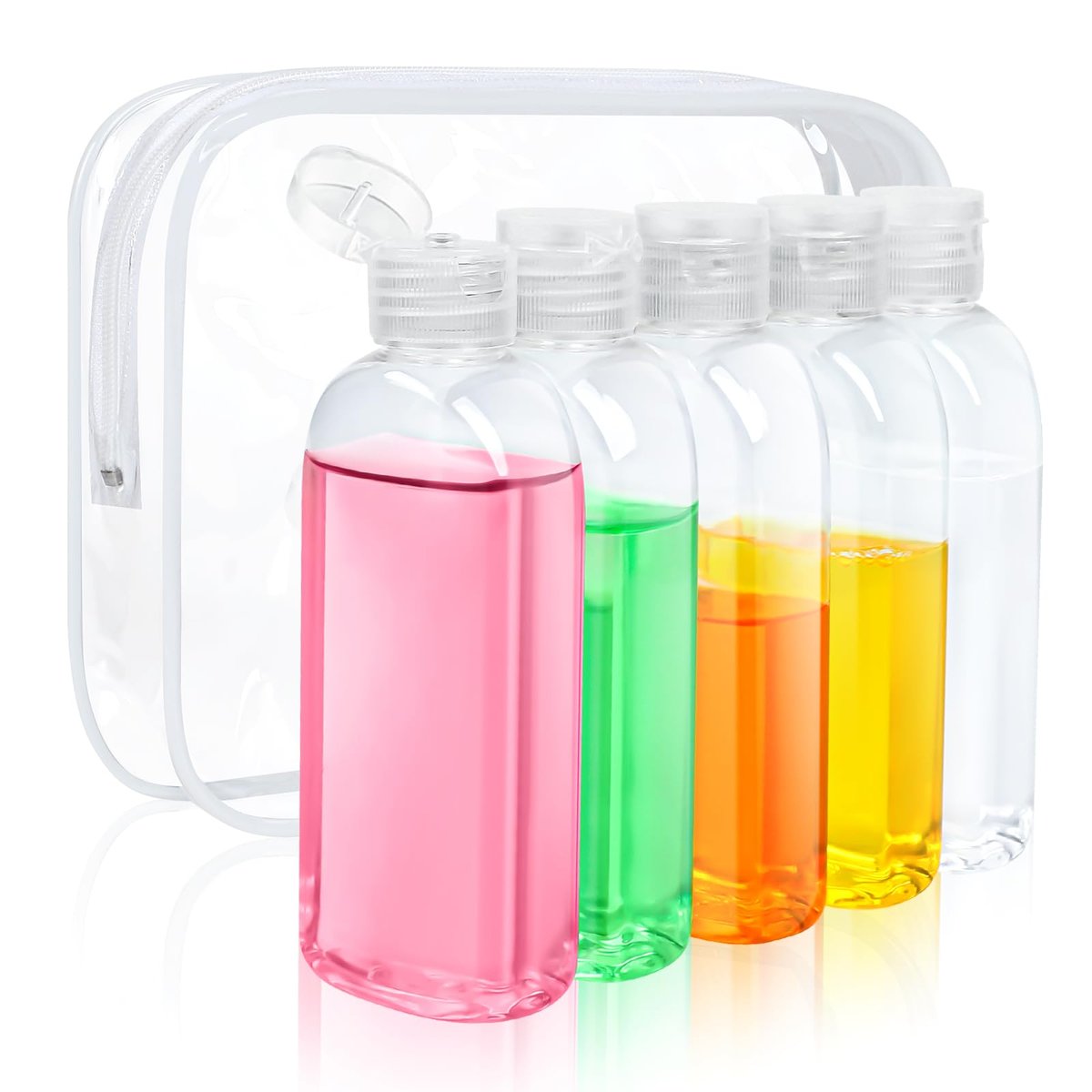 Craftisan 5 Pack 3.4 oz Clear Travel Bottles Kit - TSA Approved Leak Proof Refillable Containers for Toiletries, Shampoo, Conditioner, Lotion - görsel 1