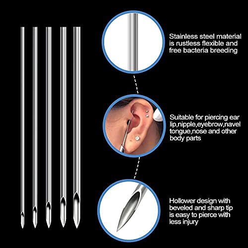 Rayyl Body Piercing Tool Kit - 42-Piece Professional Piercing Supplies with 12G-20G Needles, Clamps, and Forceps for Ear, Nose, Belly Button, Tongue, Eyebrow - görsel 6