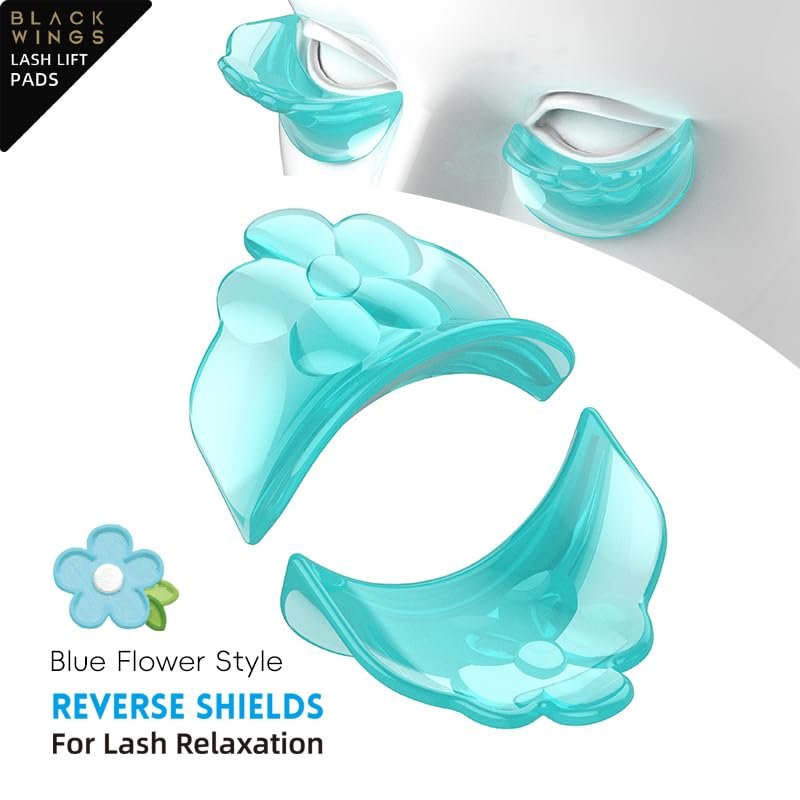 BLACKWINGS Reverse Shields Eyelash Perming Curler Lift Pads - Silicone Lash Lift Rods for Professional & Home Use - Blue - görsel 2