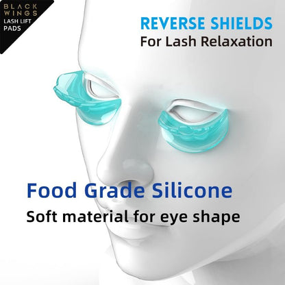 BLACKWINGS Reverse Shields Eyelash Perming Curler Lift Pads - Silicone Lash Lift Rods for Professional & Home Use - Blue