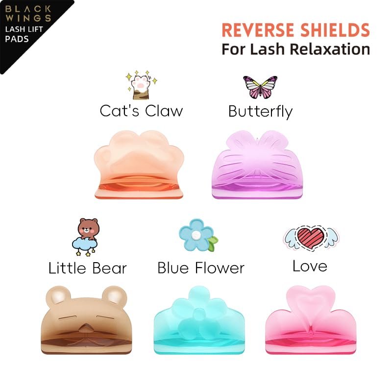 BLACKWINGS Reverse Shields Eyelash Perming Curler Lift Pads - Silicone Lash Lift Rods for Professional & Home Use - Blue - görsel 4