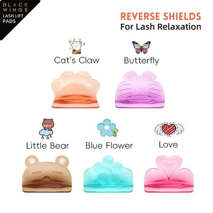BLACKWINGS Reverse Shields Eyelash Perming Curler Lift Pads - Silicone Lash Lift Rods for Professional & Home Use - Blue