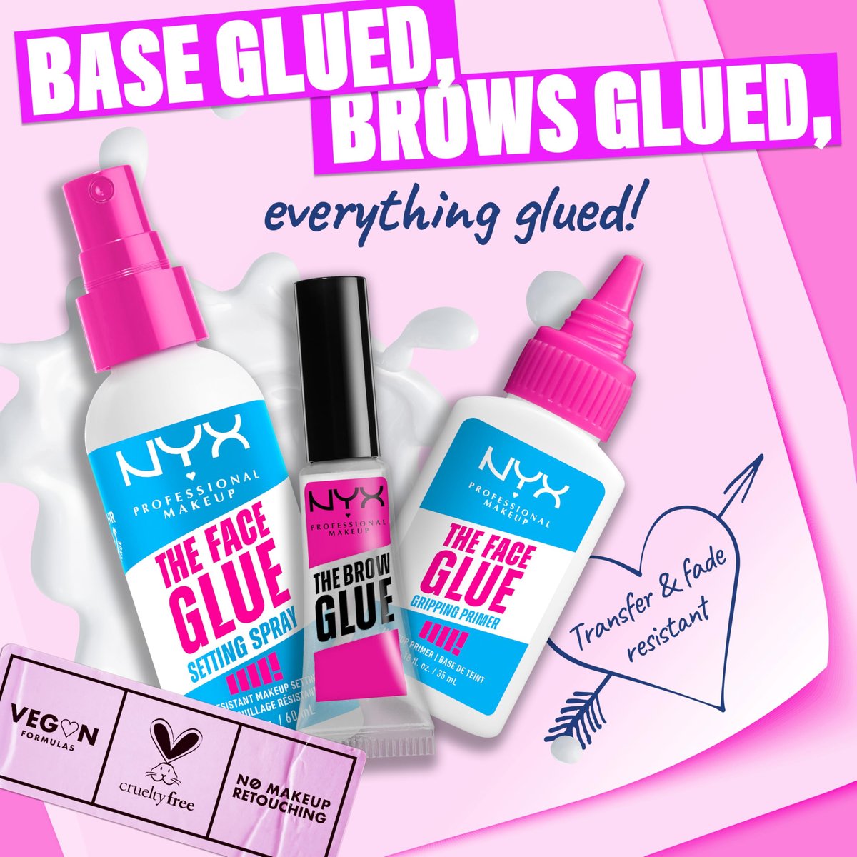 NYX PROFESSIONAL MAKEUP The Face Glue Setting Spray – Transfer-Resistant, Waterproof, Up to 24HR Wear - görsel 17