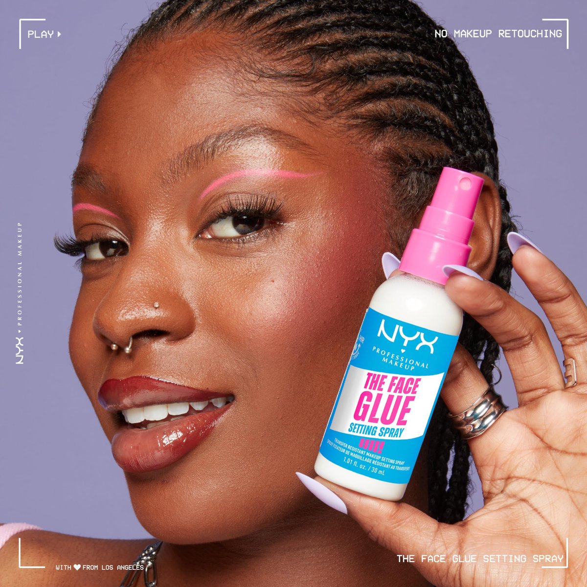 NYX PROFESSIONAL MAKEUP The Face Glue Setting Spray – Transfer-Resistant, Waterproof, Up to 24HR Wear - görsel 13
