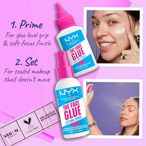 NYX PROFESSIONAL MAKEUP The Face Glue Setting Spray – Transfer-Resistant, Waterproof, Up to 24HR Wear - görsel 12