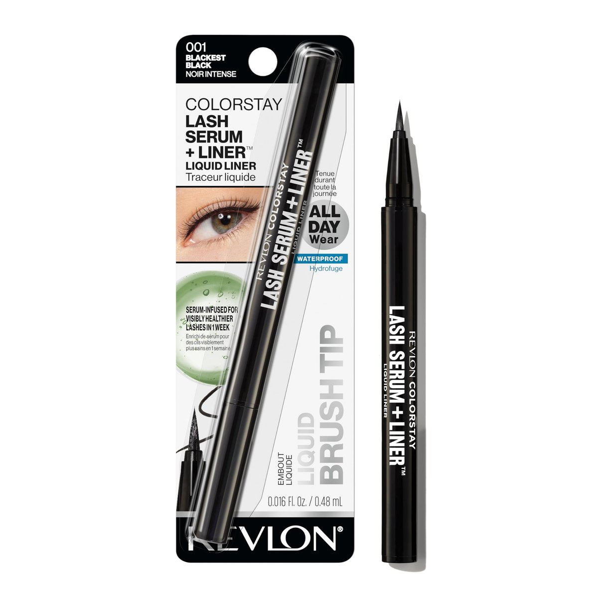 REVLON ColorStay Lash Serum + Liner - Waterproof Eyeliner with Flexible Brush Tip, 001 Blackest Black - görsel 1