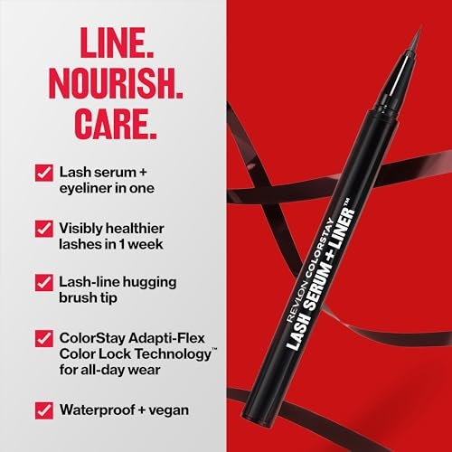 REVLON ColorStay Lash Serum + Liner - Waterproof Eyeliner with Flexible Brush Tip, 001 Blackest Black - görsel 8