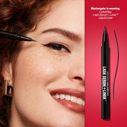 REVLON ColorStay Lash Serum + Liner - Waterproof Eyeliner with Flexible Brush Tip, 001 Blackest Black