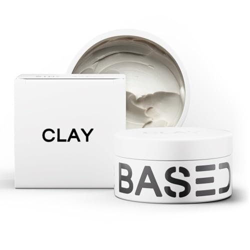 BASED Hair Clay for Men - Strong Hold, Texturizing Finish, Low Shine, Santal Sandalwood Fragrance (3 oz) Avelisse