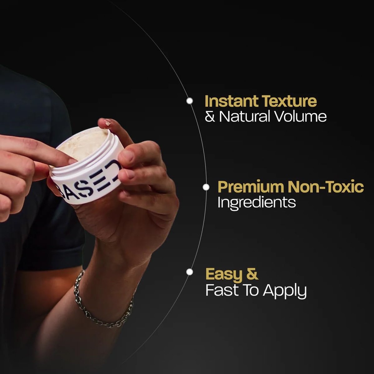 BASED Hair Clay for Men - Strong Hold, Texturizing Finish, Low Shine, Santal Sandalwood Fragrance (3 oz) Avelisse