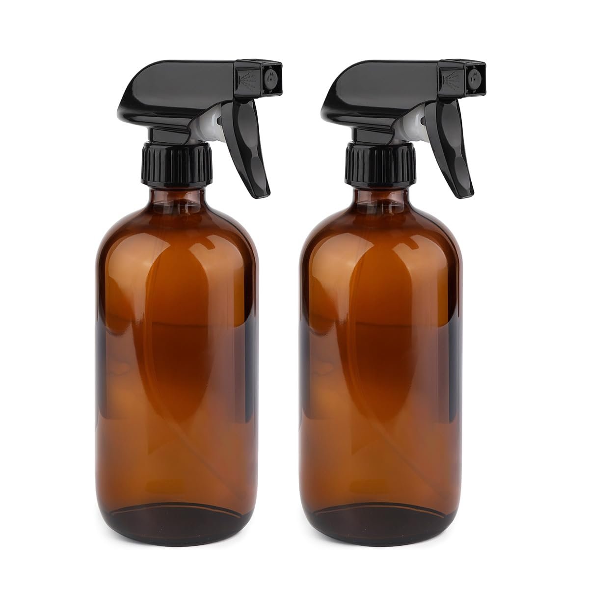GLING 16 oz 2 Pack Amber Glass Spray Bottles - Refillable Empty Dark Glass Spray Bottle for Cleaning Solutions, Essential Oils, Hair, and Plants, Adjustable Nozzle for Squirting and Mist Avelisse