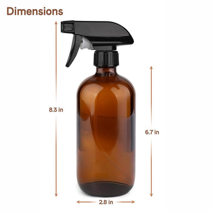 GLING 16 oz 2 Pack Amber Glass Spray Bottles - Refillable Empty Dark Glass Spray Bottle for Cleaning Solutions, Essential Oils, Hair, and Plants, Adjustable Nozzle for Squirting and Mist Avelisse