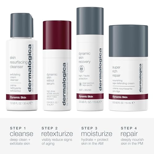 Dermalogica Skin Aging Solutions Kit - Anti-Aging Skincare Set with Face Cleanser, Serum, Moisturizer SPF & Cream (Travel Size) Avelisse